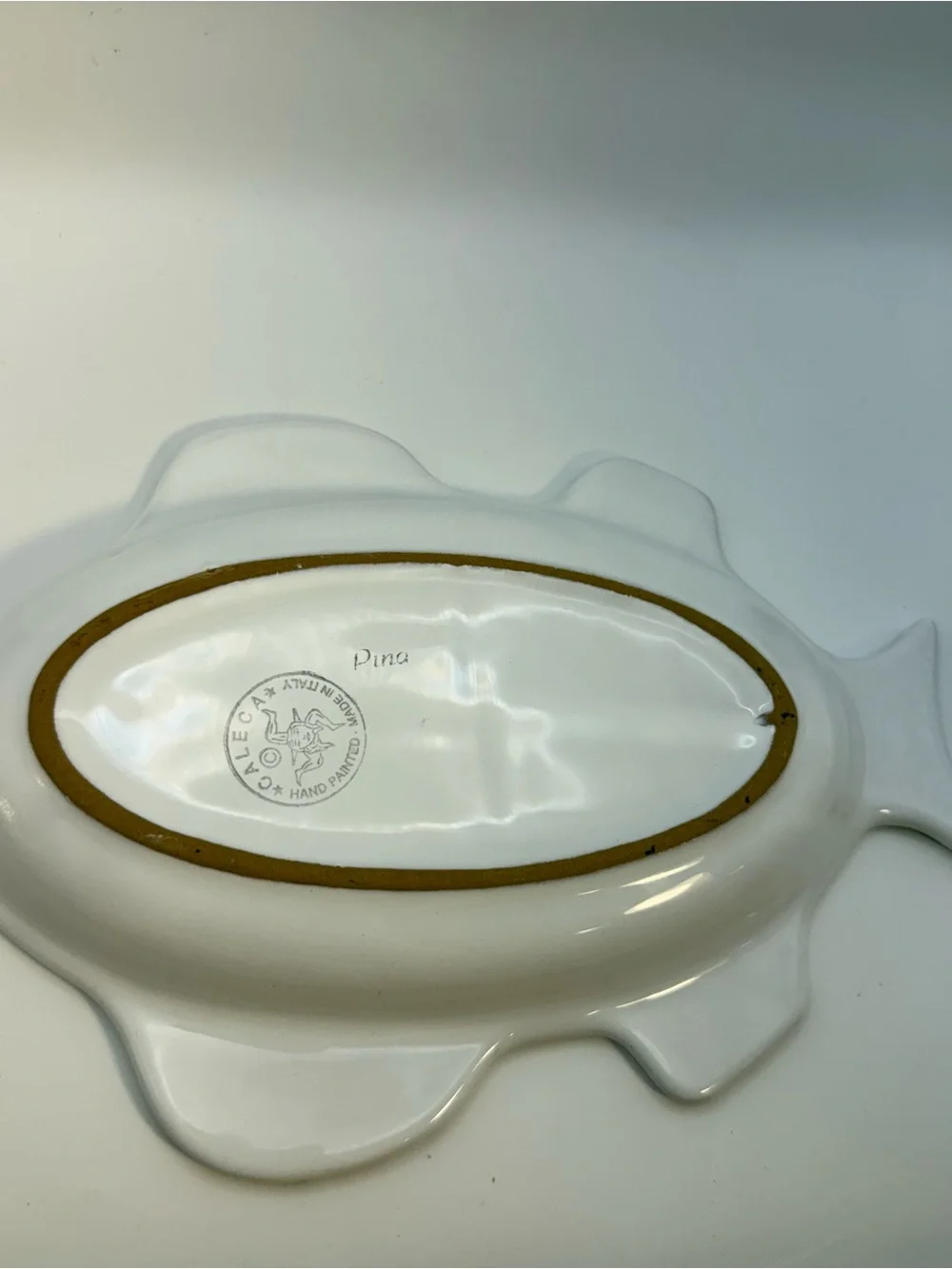 VTG Italian Caleca Fish Dish / Plate Hand Painted Colorful Made In Italy 9.5”